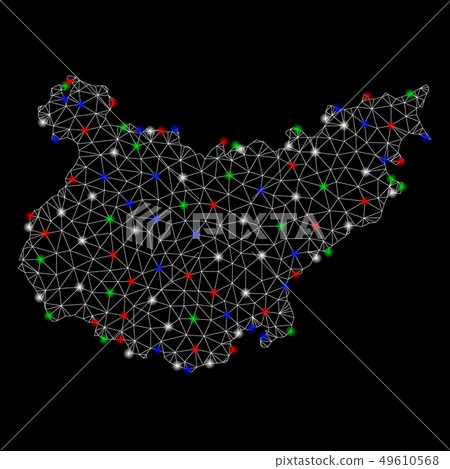 Bright Mesh Network Badajoz Province Map with Light Spots 49610568