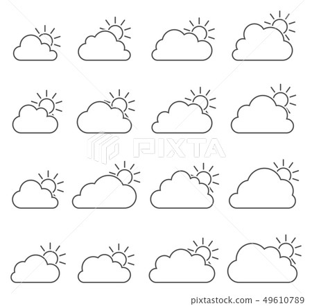 Mostly cloudy icon on white background Mostly cloudy icon on white background 49610789