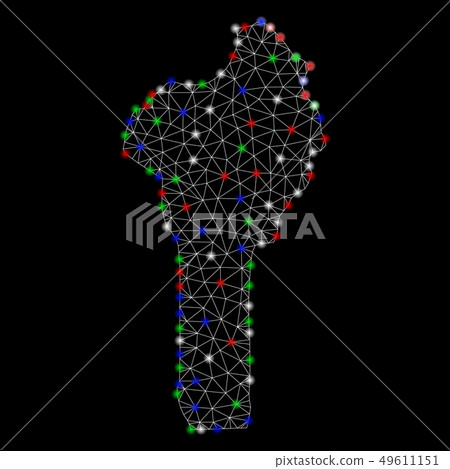 Bright Mesh Wire Frame Benin Map with Light Spots Bright Mesh Wire Frame Benin Map with Light Spots 49611151