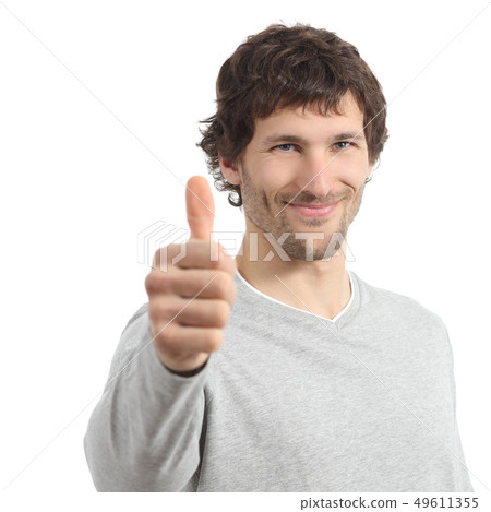 Attractive adult man agree with thumb up Attractive adult man agree with thumb up 49611355