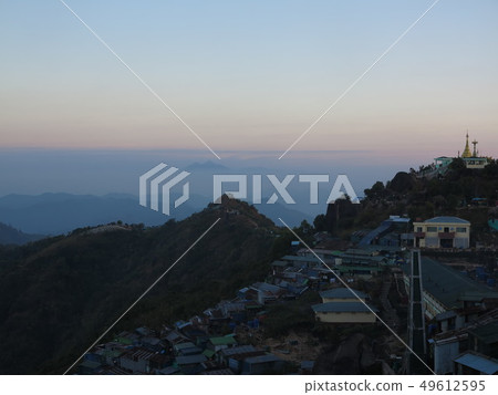 Landscape view in colorful morning sky Landscape view in colorful morning sky 49612595