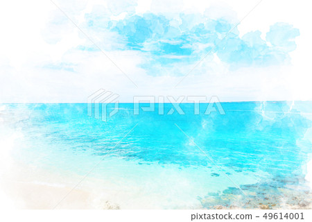 Beach watercolor island in Okinawa Waterjima Beach watercolor island in Okinawa Waterjima 49614001