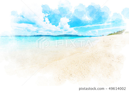 Beach watercolor island in Okinawa Waterjima 49614002