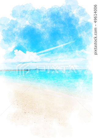 Beach watercolor island in Okinawa Waterjima 49614006