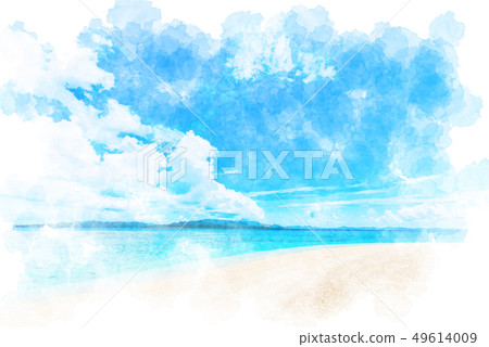 Beach watercolor island in Okinawa Waterjima 49614009