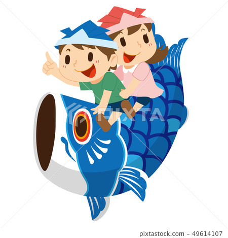 Child riding a carp Child riding a carp 49614107