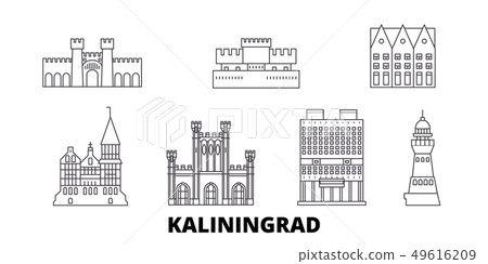 Russia, Kaliningrad line travel skyline set. Russia, Kaliningrad outline city vector illustration 49616209