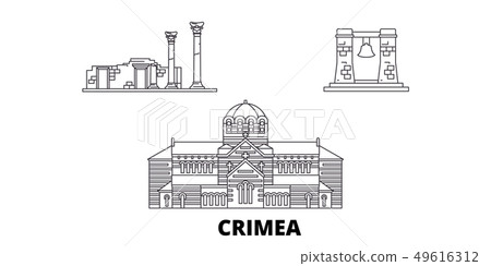 Russia, Crimea, Chersonesus line travel skyline set. Russia, Crimea, Chersonesus outline city vector 49616312
