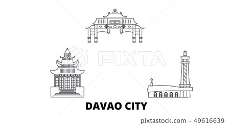 Philippines, Davao City line travel skyline set. Philippines, Davao City outline city vector Philippines, Davao City line travel skyline set. Philippines, Davao City outline city vector 49616639