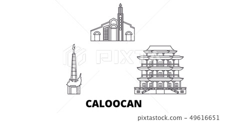 Philippines, Caloocan line travel skyline set. Philippines, Caloocan outline city vector Philippines, Caloocan line travel skyline set. Philippines, Caloocan outline city vector 49616651