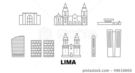 Peru, Lima line travel skyline set. Peru, Lima outline city vector illustration, symbol, travel Peru, Lima line travel skyline set. Peru, Lima outline city vector illustration, symbol, travel 49616660