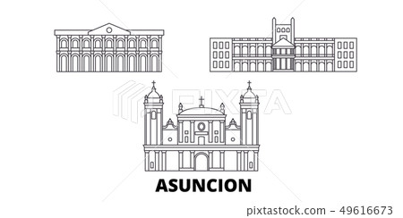 Paraguay, Asuncion line travel skyline set. Paraguay, Asuncion outline city vector illustration 49616673