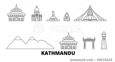Nepal, Kathmandu line travel skyline set. Nepal, Kathmandu outline city vector illustration, symbol Nepal, Kathmandu line travel skyline set. Nepal, Kathmandu outline city vector illustration, symbol 49616829