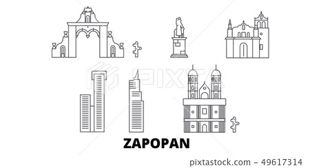 Mexico, Zapopan line travel skyline set. Mexico, Zapopan outline city vector illustration, symbol Mexico, Zapopan line travel skyline set. Mexico, Zapopan outline city vector illustration, symbol 49617314