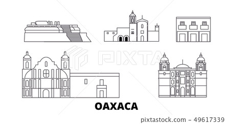 Mexico, Oaxaca line travel skyline set. Mexico, Oaxaca outline city vector illustration, symbol 49617339
