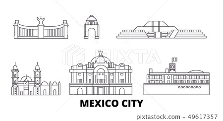 Mexico, Mexico line travel skyline set. Mexico, Mexico outline city vector illustration, symbol 49617357