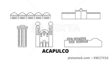 Mexico, Acapulco line travel skyline set. Mexico, Acapulco outline city vector illustration, symbol Mexico, Acapulco line travel skyline set. Mexico, Acapulco outline city vector illustration, symbol 49617416