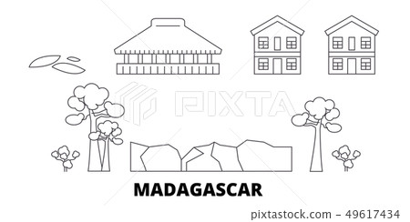 Madagascar line travel skyline set. Madagascar outline city vector illustration, symbol, travel 49617434