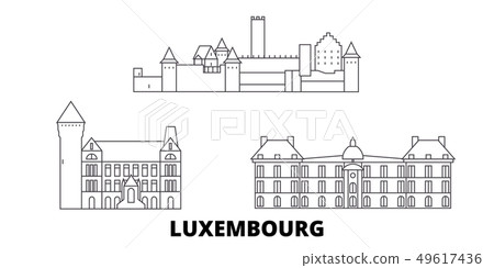 Luxembourg line travel skyline set. Luxembourg outline city vector illustration, symbol, travel 49617436