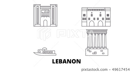 Lebanon line travel skyline set. Lebanon outline city vector illustration, symbol, travel sights Lebanon line travel skyline set. Lebanon outline city vector illustration, symbol, travel sights 49617454