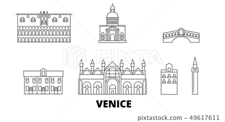 Italy, Venice line travel skyline set. Italy, Venice outline city vector illustration, symbol 49617611