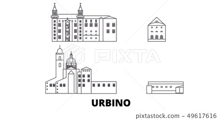 Italy, Urbino City line travel skyline set. Italy, Urbino City outline city vector illustration 49617616