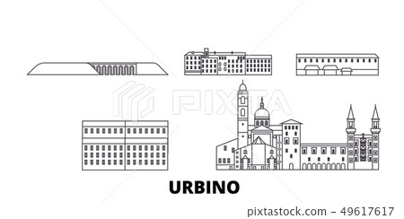 Italy, Urbino line travel skyline set. Italy, Urbino outline city vector illustration, symbol Italy, Urbino line travel skyline set. Italy, Urbino outline city vector illustration, symbol 49617617