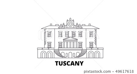 Italy, Tuscany, Medici Villas And Gardens line travel skyline set. Italy, Tuscany, Medici Villas And Italy, Tuscany, Medici Villas And Gardens line travel skyline set. Italy, Tuscany, Medici Villas And 49617618