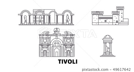 Italy, Tivoli line travel skyline set. Italy, Tivoli outline city vector illustration, symbol Italy, Tivoli line travel skyline set. Italy, Tivoli outline city vector illustration, symbol 49617642