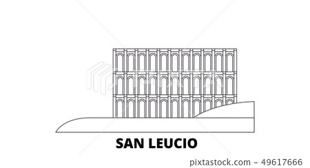 Italy, San Leucio line travel skyline set. Italy, San Leucio outline city vector illustration 49617666