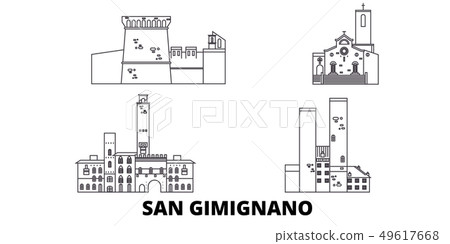 Italy, San Gimignano line travel skyline set. Italy, San Gimignano outline city vector illustration Italy, San Gimignano line travel skyline set. Italy, San Gimignano outline city vector illustration 49617668