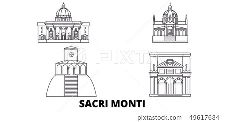 Italy, Piedmont And Lombardy, Sacri Monti line travel skyline set. Italy, Piedmont And Lombardy 49617684