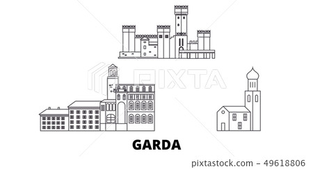 Italy, Garda line travel skyline set. Italy, Garda outline city vector illustration, symbol, travel 49618806