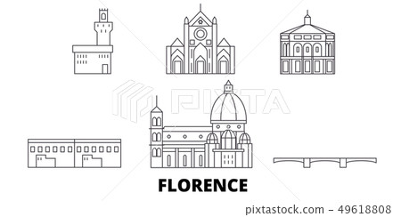 Italy, Florence line travel skyline set. Italy, Florence outline city vector illustration, symbol 49618808