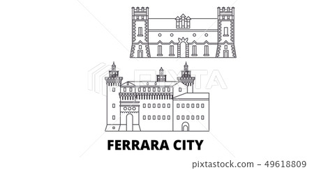 Italy, Ferrara City line travel skyline set. Italy, Ferrara City outline city vector illustration Italy, Ferrara City line travel skyline set. Italy, Ferrara City outline city vector illustration 49618809