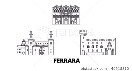 Italy, Ferrara line travel skyline set. Italy, Ferrara outline city vector illustration, symbol 49618810