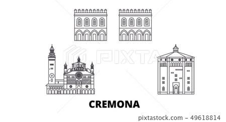Italy, Cremona line travel skyline set. Italy, Cremona outline city vector illustration, symbol 49618814