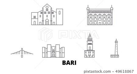 Italy, Bari line travel skyline set. Italy, Bari outline city vector illustration, symbol, travel 49618867