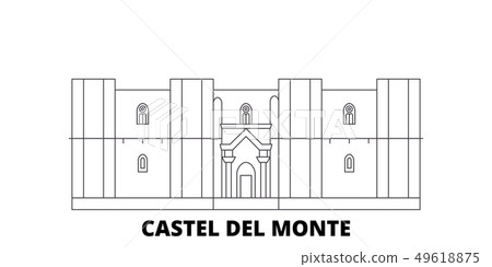 Italy, Apulia, Castel Del Monte line travel skyline set. Italy, Apulia, Castel Del Monte outline 49618875