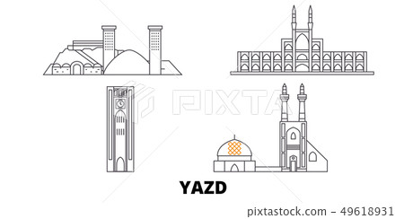 Iran, Yazd line travel skyline set. Iran, Yazd outline city vector illustration, symbol, travel Iran, Yazd line travel skyline set. Iran, Yazd outline city vector illustration, symbol, travel 49618931