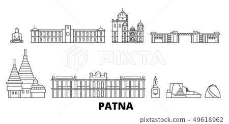 India, Patna line travel skyline set. India, Patna outline city vector illustration, symbol, travel 49618962