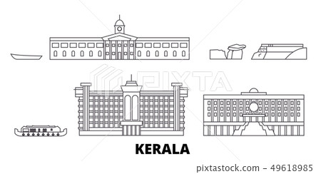 India, Kerala line travel skyline set. India, Kerala outline city vector illustration, symbol India, Kerala line travel skyline set. India, Kerala outline city vector illustration, symbol 49618985