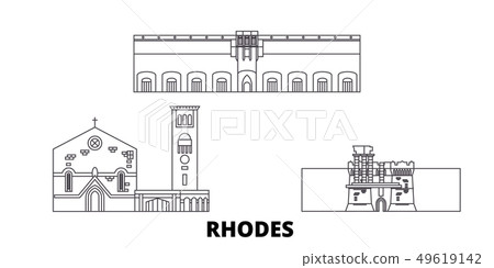 Greece, Rhodes line travel skyline set. Greece, Rhodes outline city vector illustration, symbol 49619142