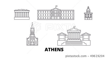 Greece, Athens line travel skyline set. Greece, Athens outline city vector illustration, symbol Greece, Athens line travel skyline set. Greece, Athens outline city vector illustration, symbol 49619204