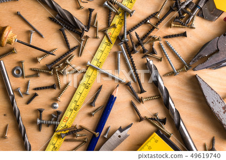 Construction theme. Working Tool on a Wooden Construction theme. Working Tool on a Wooden 49619740