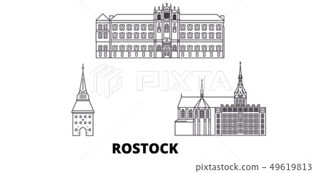 Germany, Rostock line travel skyline set. Germany, Rostock outline city vector illustration, symbol 49619813