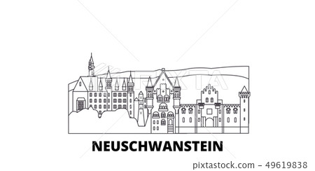 Germany, Neuschwanstein line travel skyline set. Germany, Neuschwanstein outline city vector 49619838