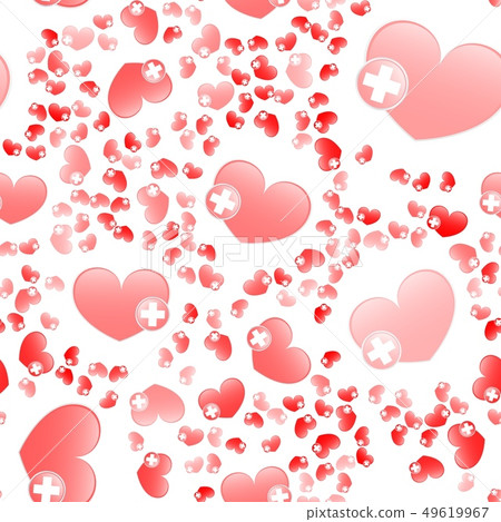Vector heart sign with a red cross. Seamless Wallp 49619967