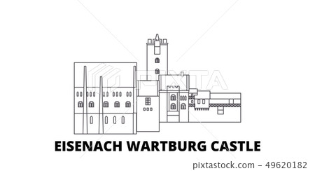 Germany, Eisenach Wartburg Castle line travel skyline set. Germany, Eisenach Wartburg Castle outline Germany, Eisenach Wartburg Castle line travel skyline set. Germany, Eisenach Wartburg Castle outline 49620182