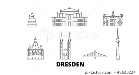 Germany, Dresden line travel skyline set. Germany, Dresden outline city vector illustration, symbol 49620224